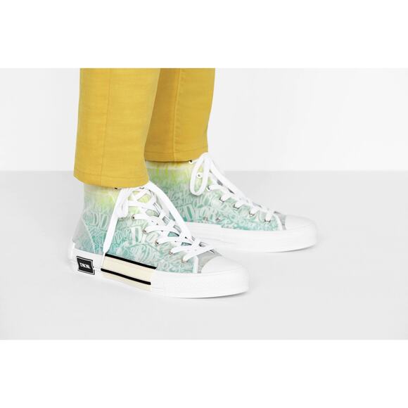 Dior Mens B23 Shawn Stussy Multicolor Logo High Top Lace Up Flat Sneaker 44 11 - Picture 3 of 15